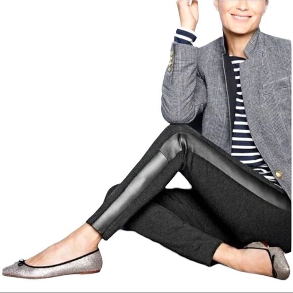 J. Crew Pixie Pants with Leather Tuxedo Stripe - Picture 1 of 9